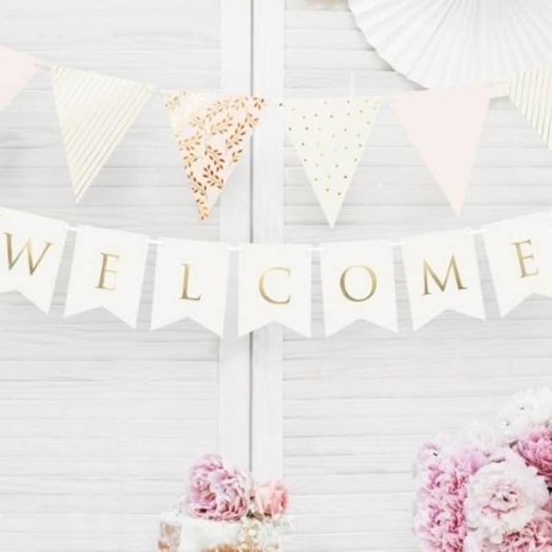 White Welcome Bunting