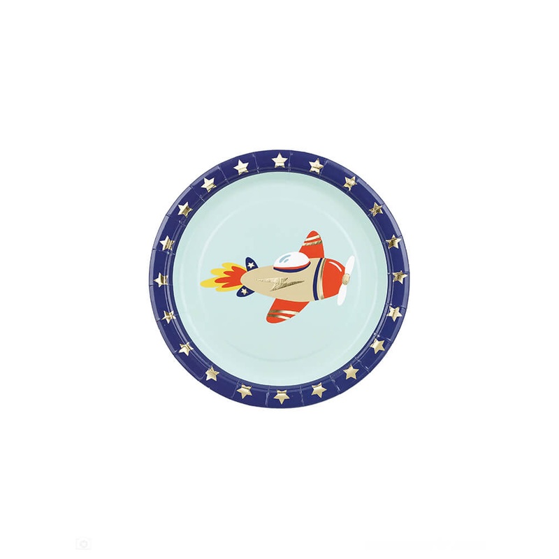 Airplane Round Paper Plates (Set of 6)