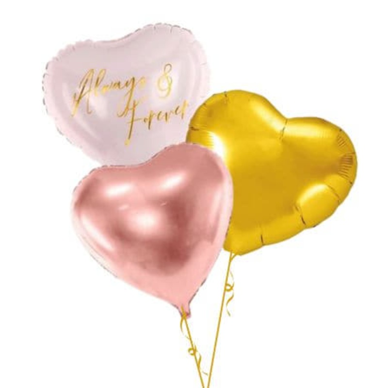 Always and Forever Heart Balloon Cluster (Helium Inflated for Collection)