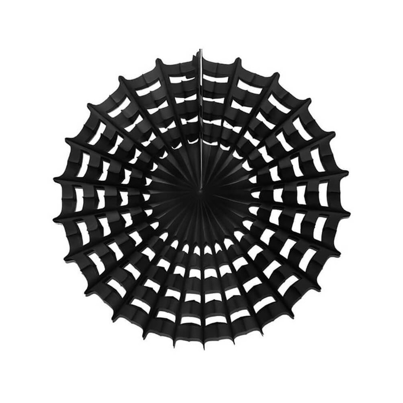 Black Halloween Spider Web Fan Decoration
