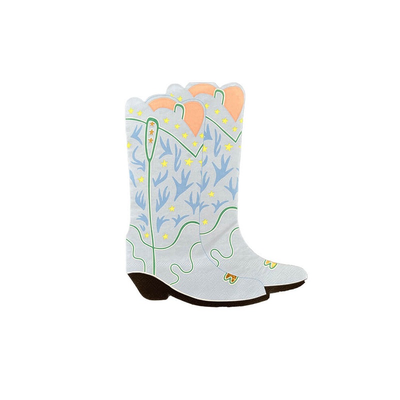 Blue Boots Shaped Large Napkins (Set of 16)