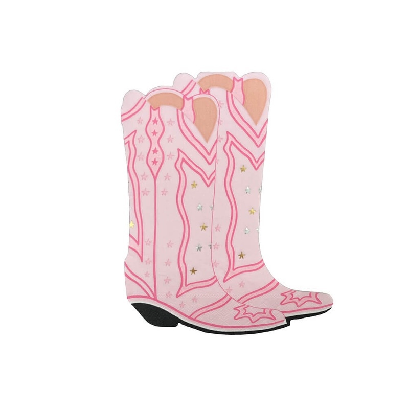 Cowgirl Boots Shaped Large Napkins (Set of 16)