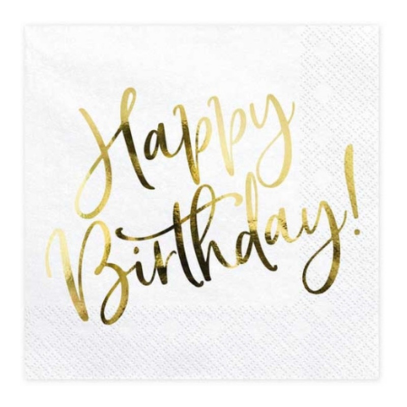 Gold Happy Birthday Napkins