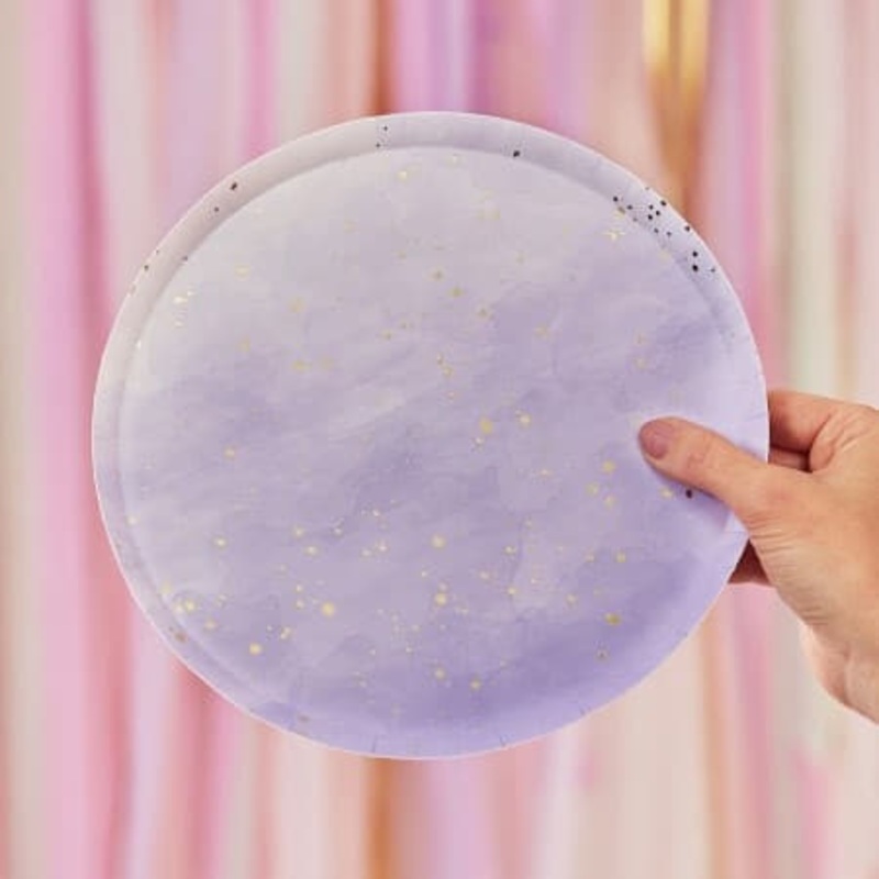 Lilac Ombre and Gold Plates (8 Pack)