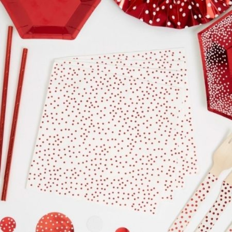 Metallic Red Dot Napkins