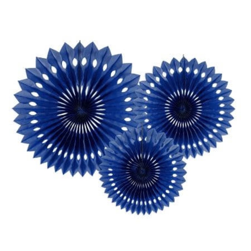 Navy Blue Rosette Fans (3 Pack)