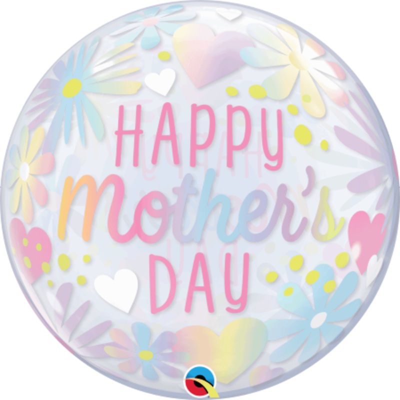 Pastel Flowers Mother's Day Bubble Balloon (Helium Inflated for Collection)