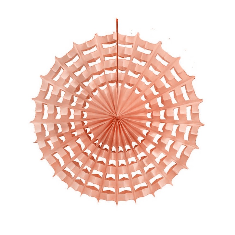 Peach Halloween Spider Web Fan Decoration