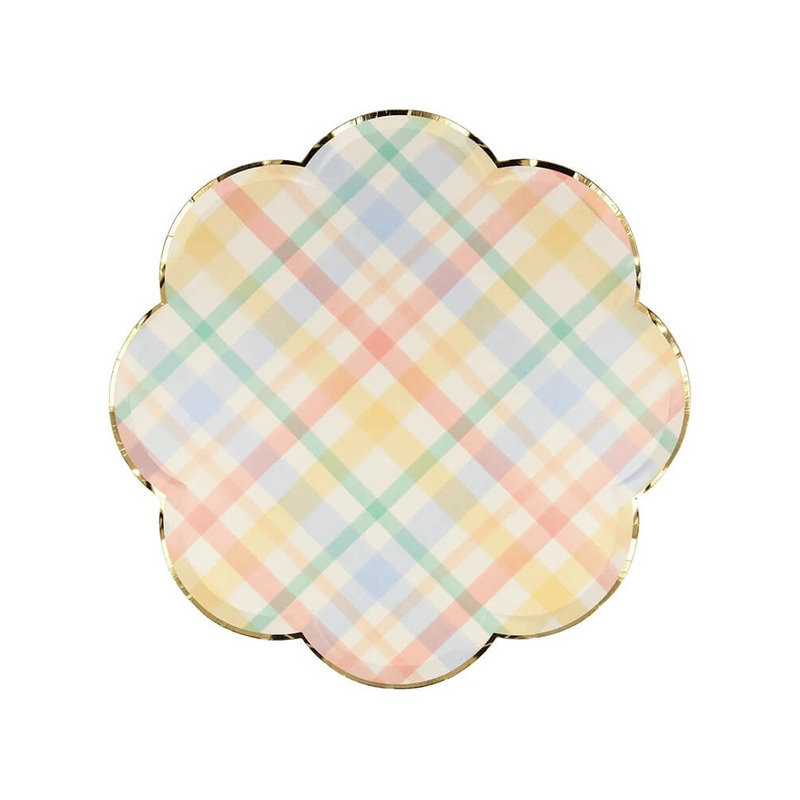 Plaid Pattern Dinner Plates (Set of 8)
