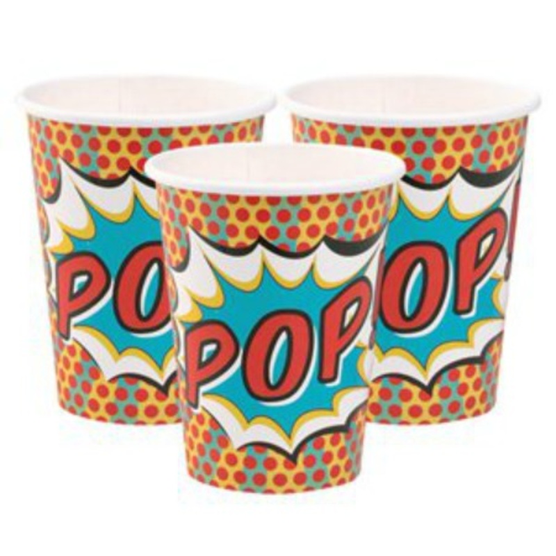 Pop Art Super Hero Cups (8 Pack)