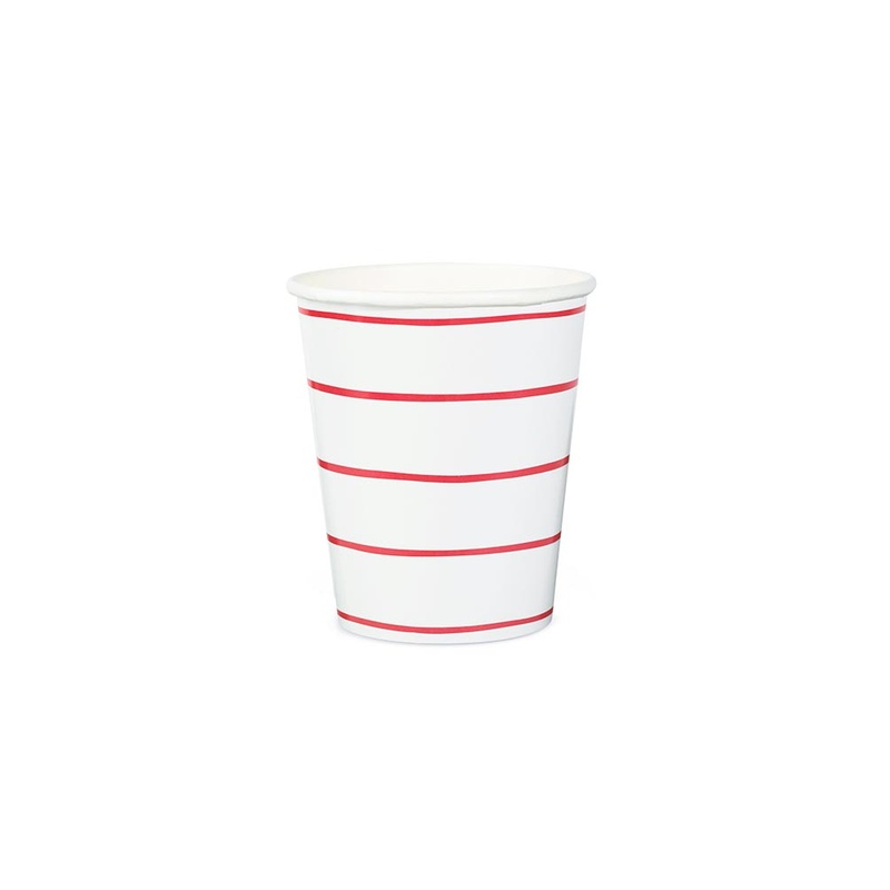Red Striped Cups (Set of 8)