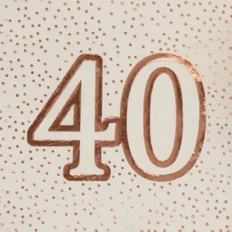 Rose Gold and White 40th Birthday Napkins