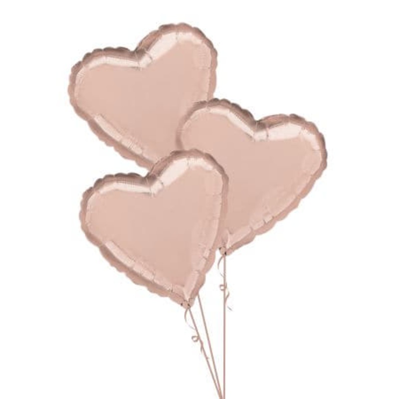 Rose Gold Heart Balloon Cluster (Helium Inflated for Collection)