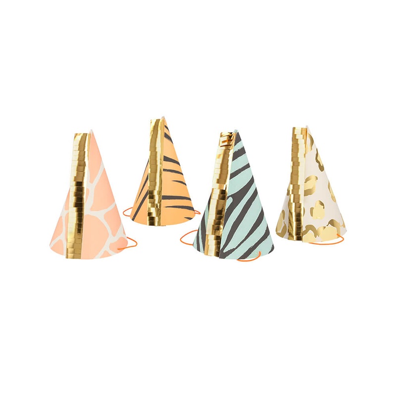 Safari Animal Print Party Hats (Set of 8)