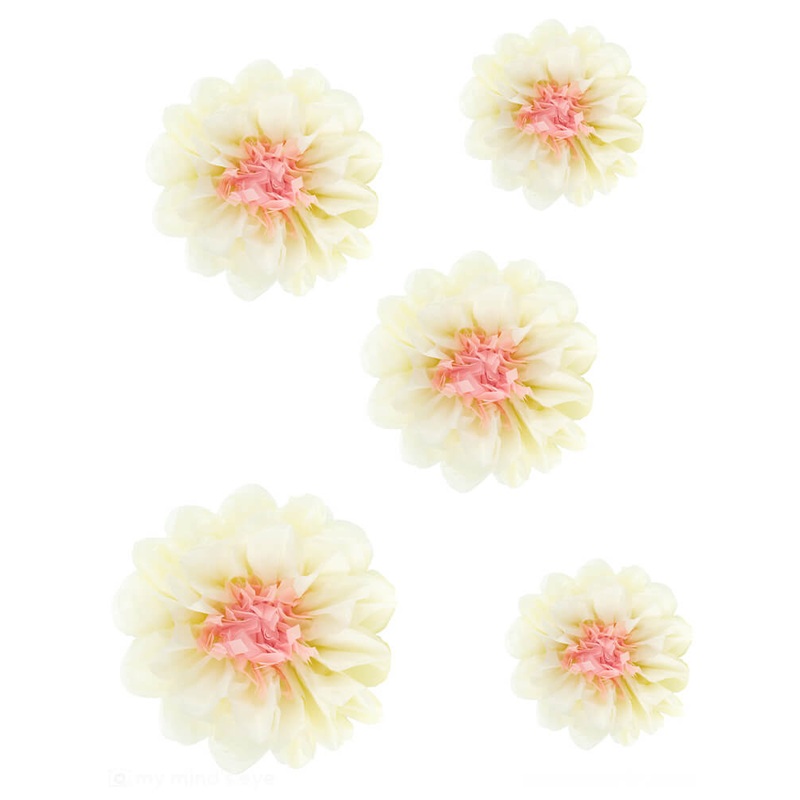 Tissue Paper Cream Flowers Decoration (Set of 5)