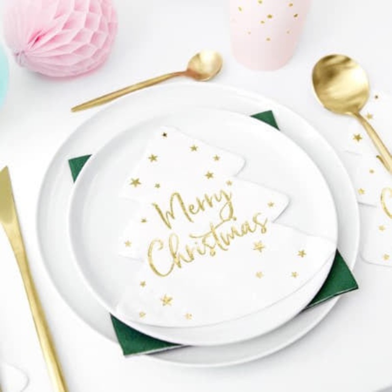 Tree Shaped Merry Christmas Napkins