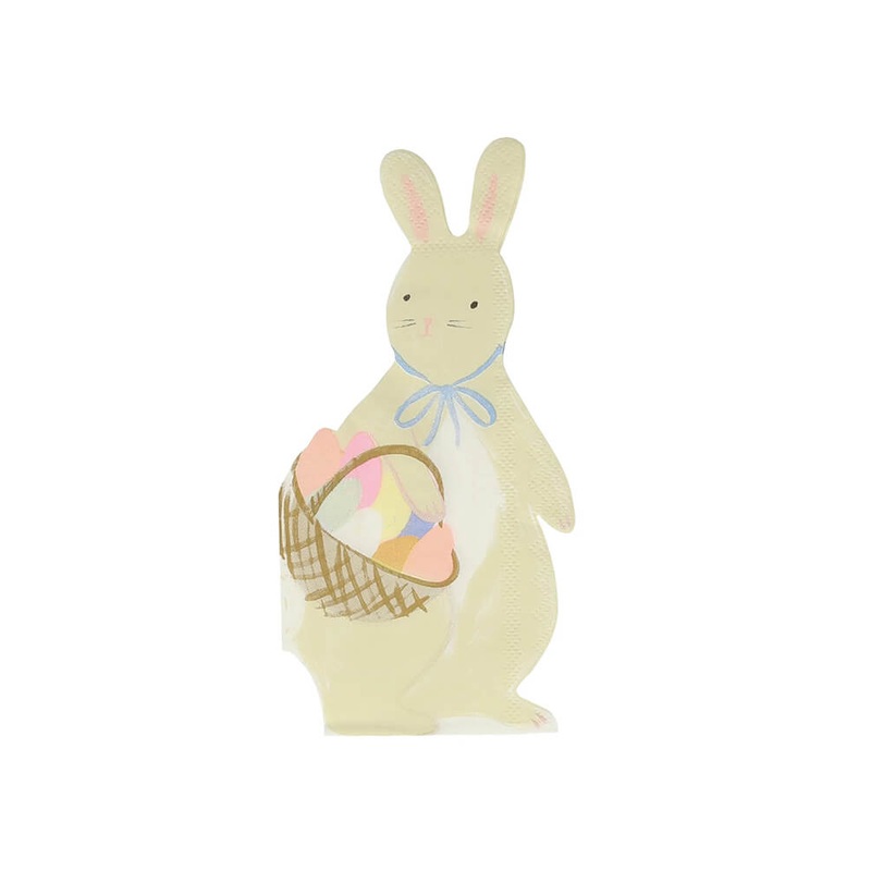 Bunny With Basket Napkins (Set of 16)