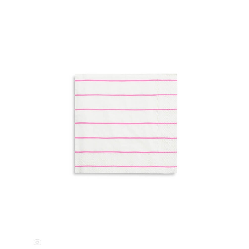Cerise Striped Large Napkins (Set of 16)