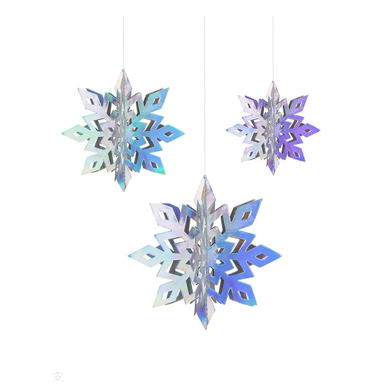 Iridescent Snowflake Hanging Decorations (Set of 6)