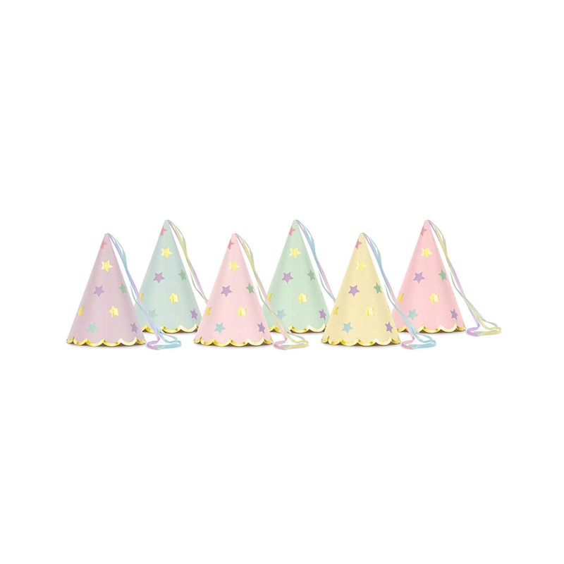 Pastel Star Party Hats (Set of 6)