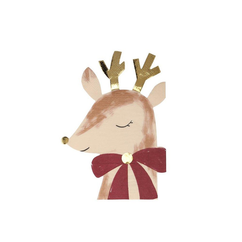 Reindeer with Bow Napkins (Set of 16)