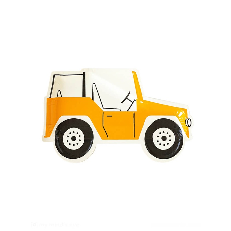 Safari Jeep Shaped Paper Plates (Set of 8)