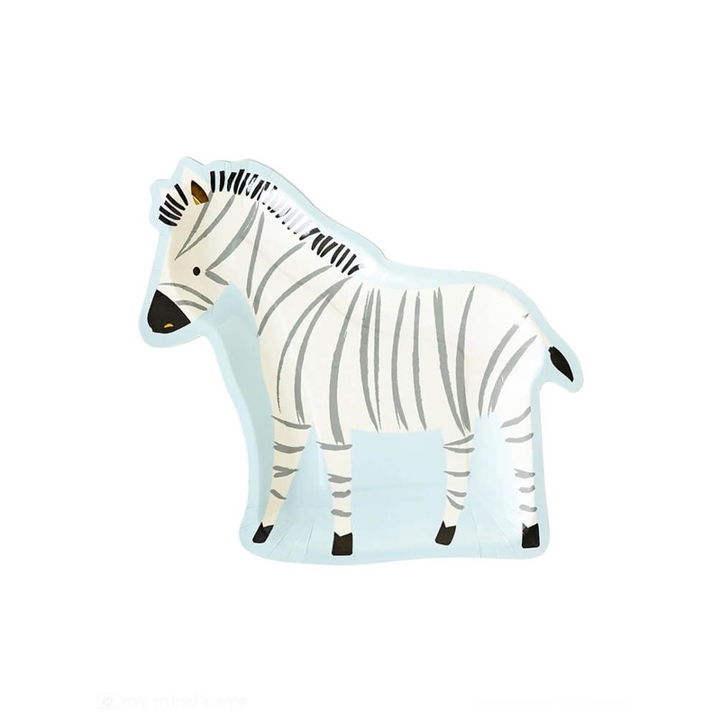 Safari Zebra Shaped Paper Plates (Set of 8)