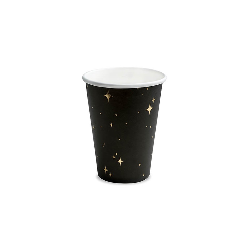 Shining Stars Black Paper Cups (Set of 6)