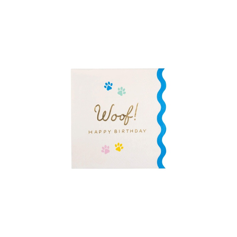 Woof Paw Print Small Napkins (Set of 18)