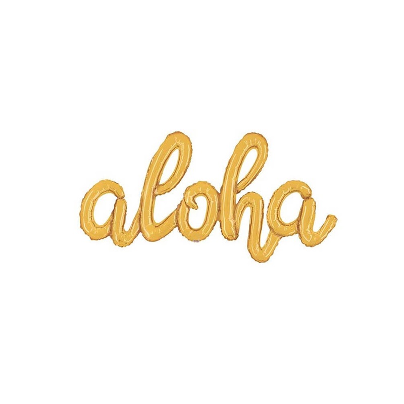 Aloha Gold Script Letter Foil Balloon