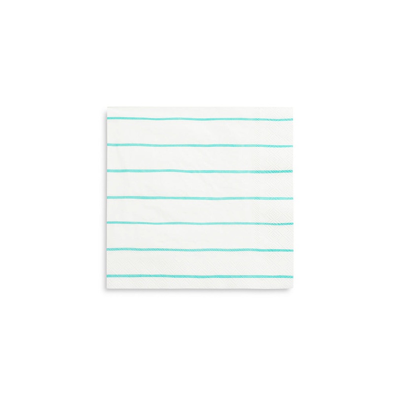 Aqua Striped Large Napkins (Set of 16)