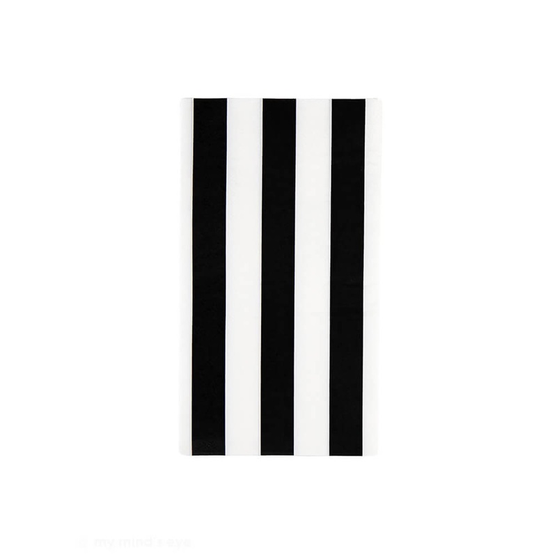 Black Noir Cabana Stripe Guest Towels (Set of 20)