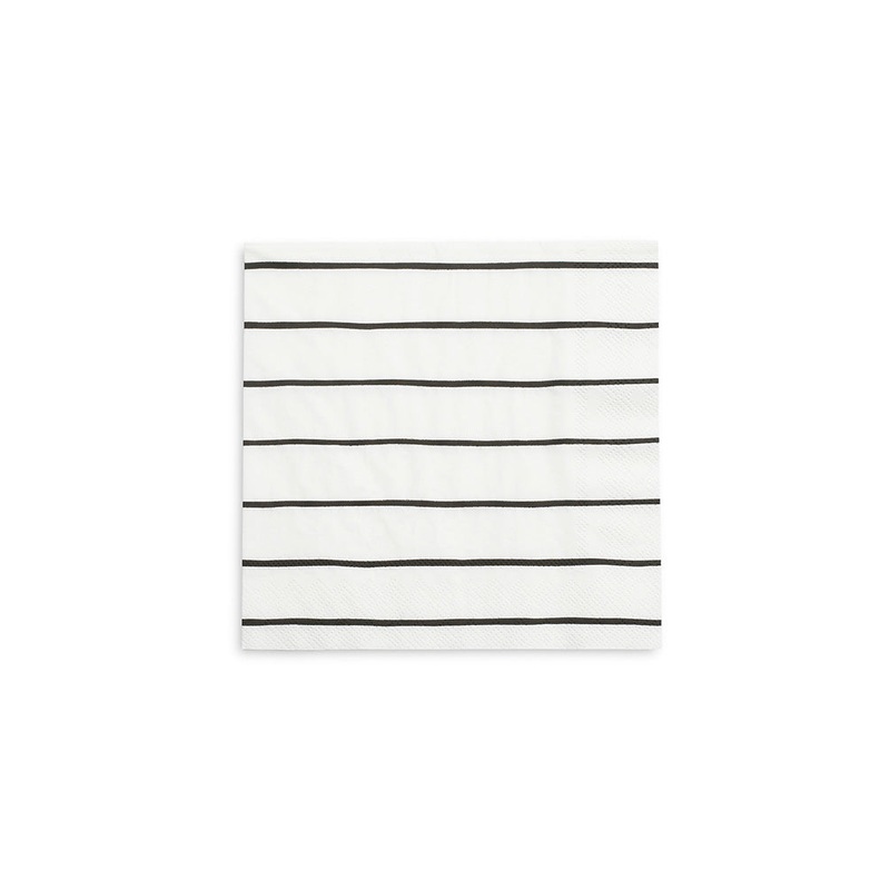 Black Striped Large Napkins (Set of 16)