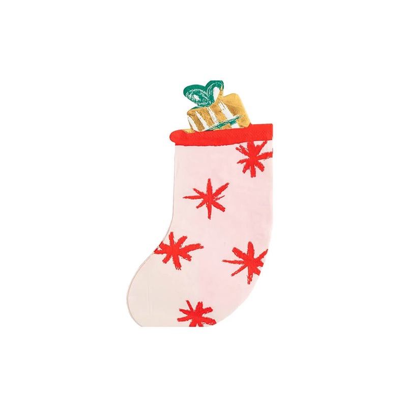Christmas Wishes Stocking Shaped Guest Napkins (Set of 18)
