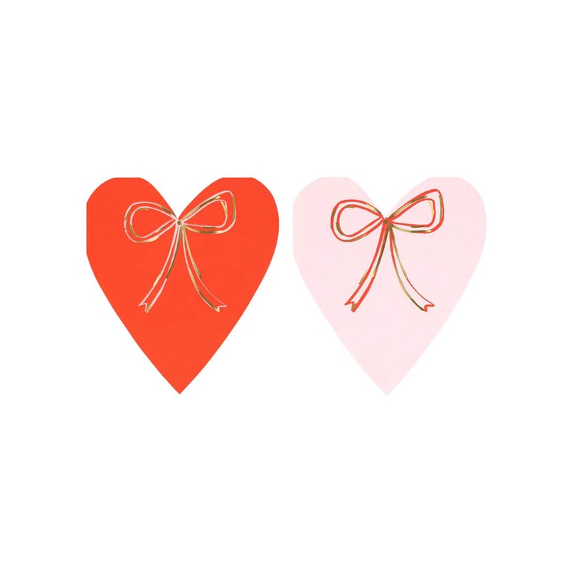 Heart With Bow Napkins (Set of 16)