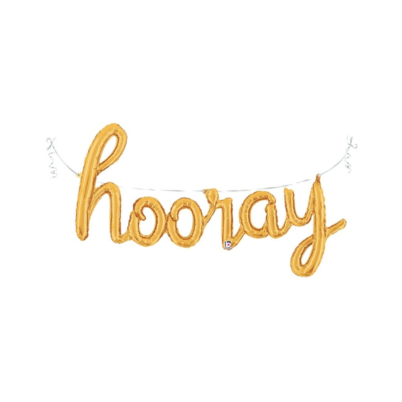 Hooray Gold Script Mylar Balloon Set