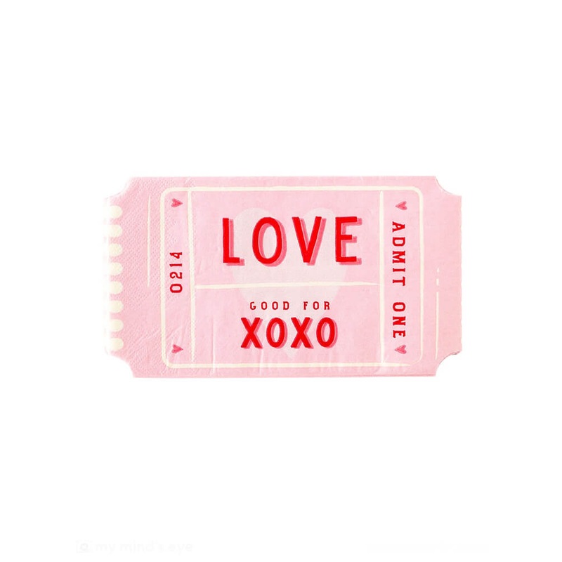 Love Ticket Shaped Dinner Paper Napkins (Set of 24)