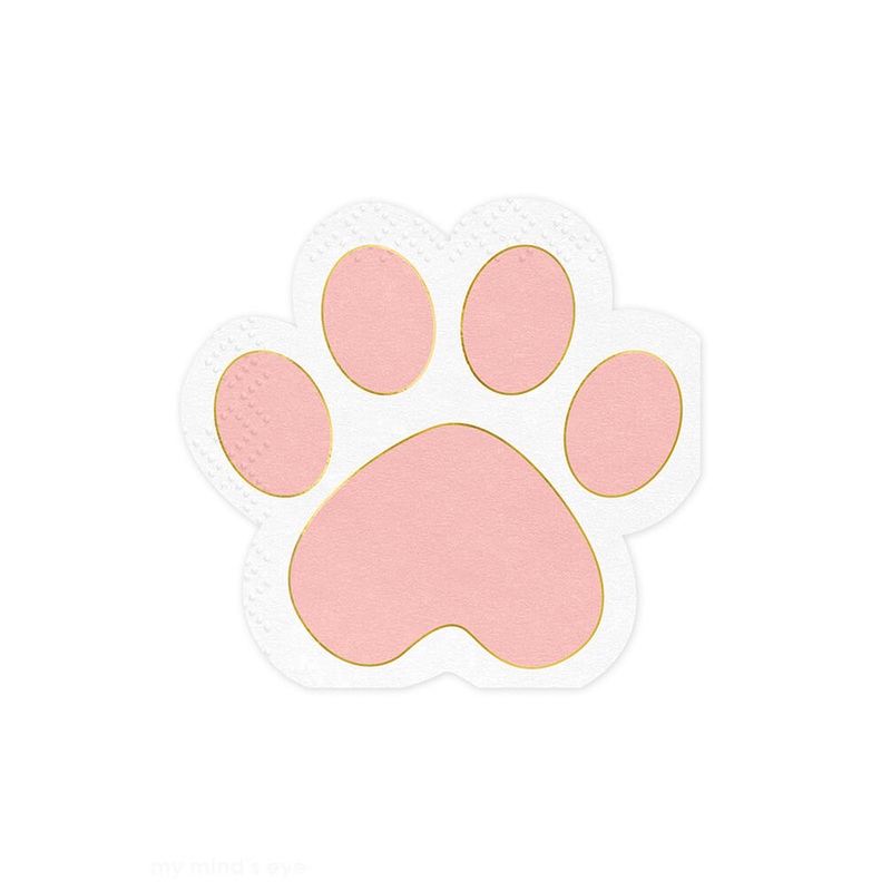Pink Paw Shaped Napkins (Set of 12)