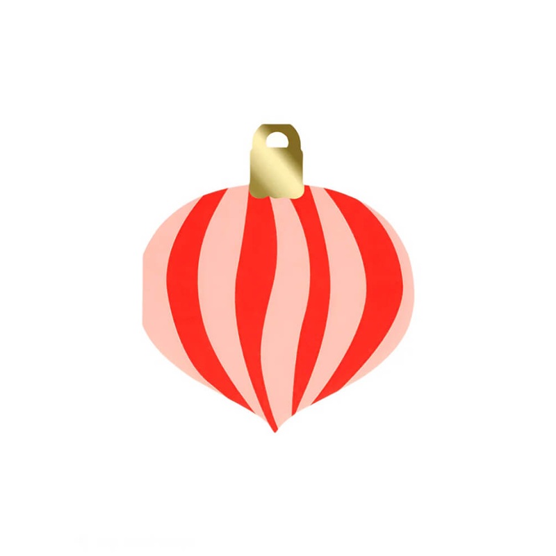 Striped Christmas Ornament Napkins (Set of 16)