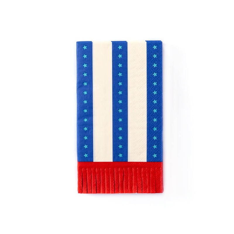 Stripes With Fringe Guest Towel Napkins (Set of 24)