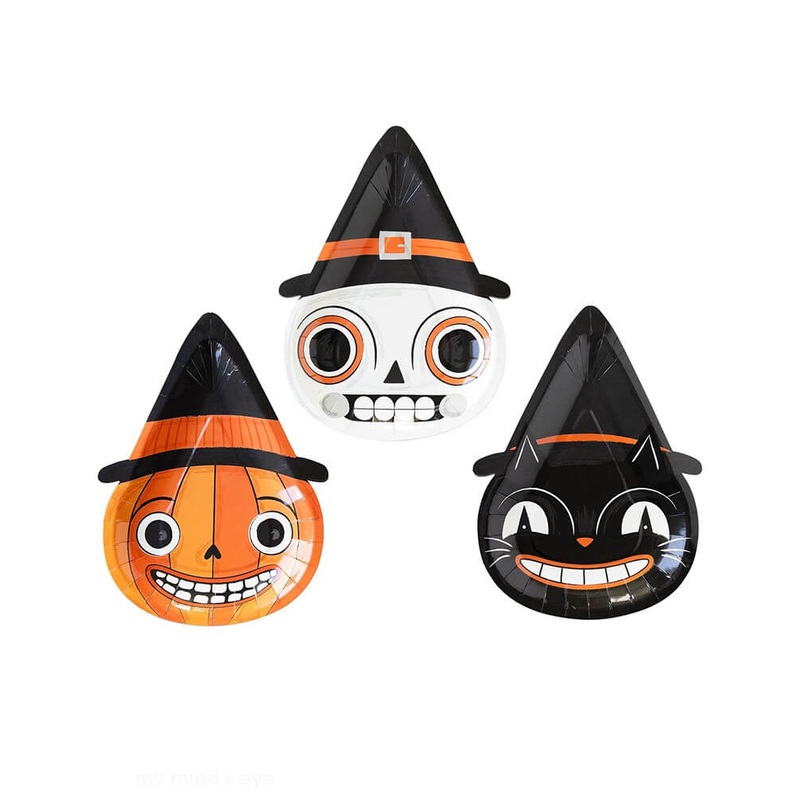 Vintage Halloween Character Shaped Plate Set (Set of 9)