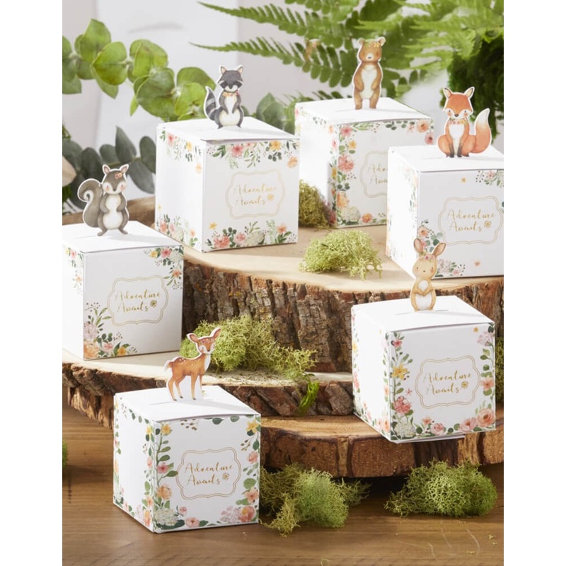 Woodland Baby Favor Boxes - Pink (Set of 24)
