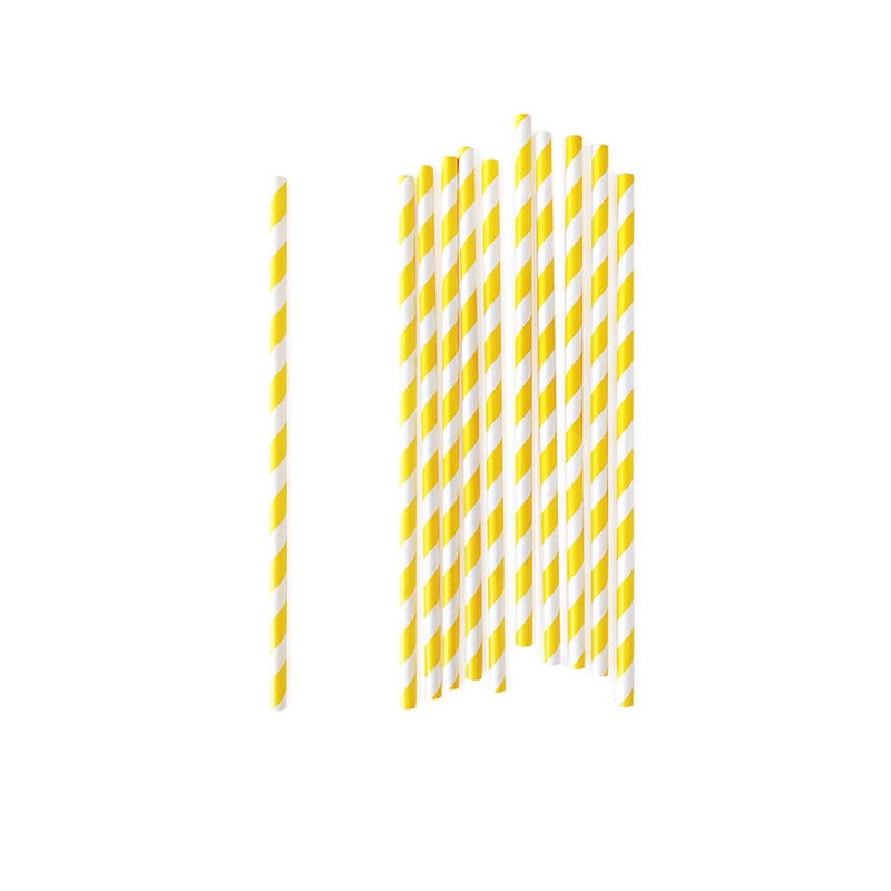 Yellow stripes Party Straws