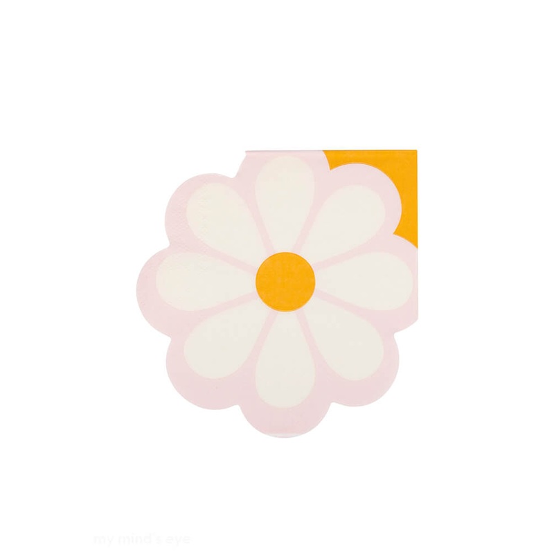 Disco Daisy Shaped Small Napkins (Set of 24)