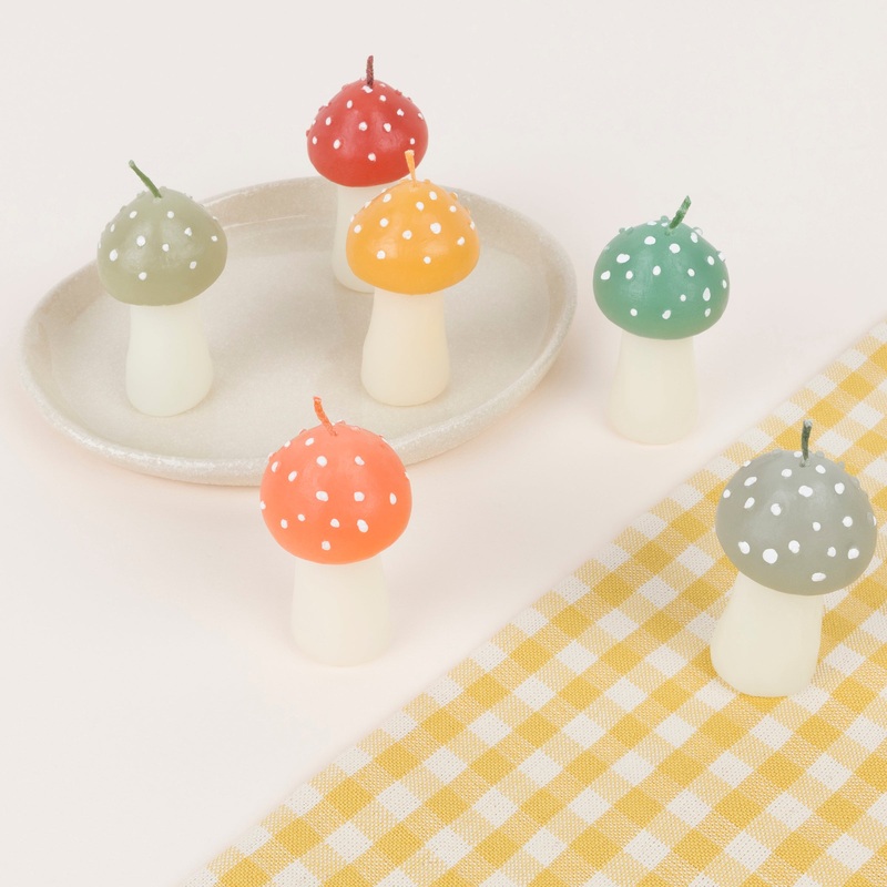 Rustic Mini Mushroom Candles (x 6)