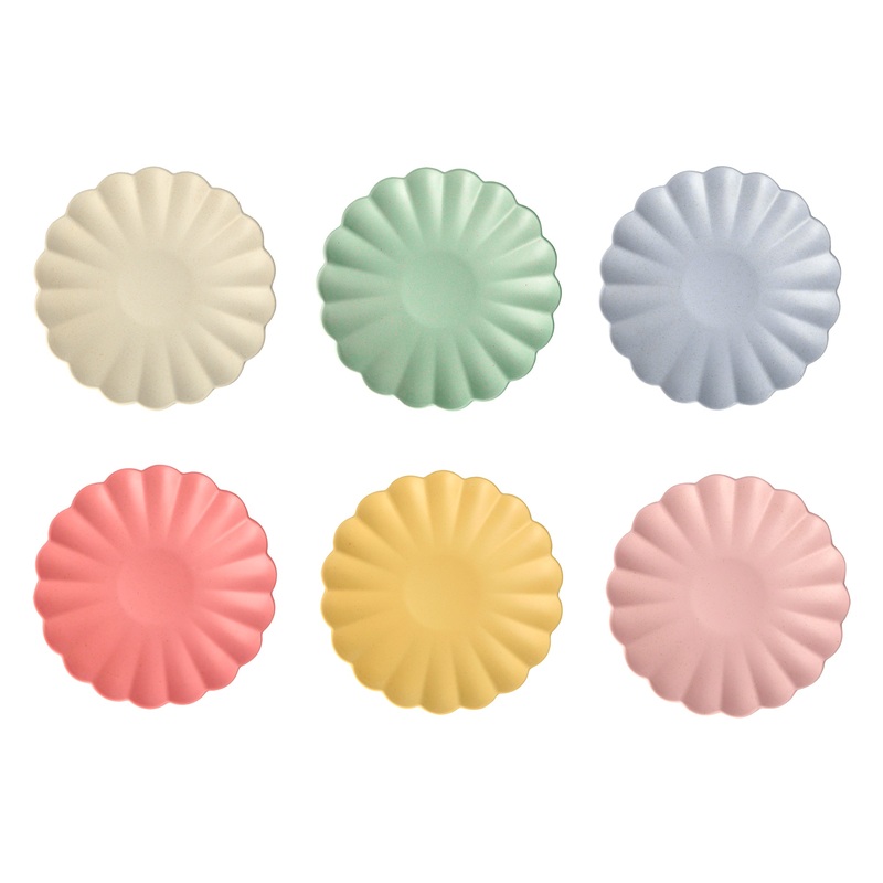 Small Multicolor Reusable Bamboo Plates (x 6)