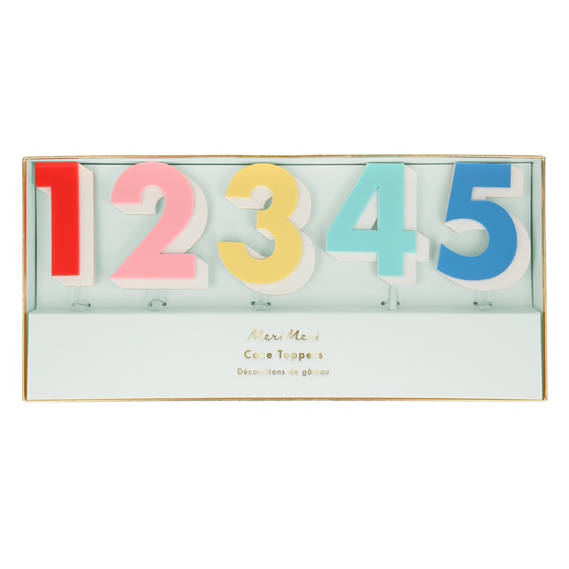 Rainbow Number Acrylic Toppers (x 10)