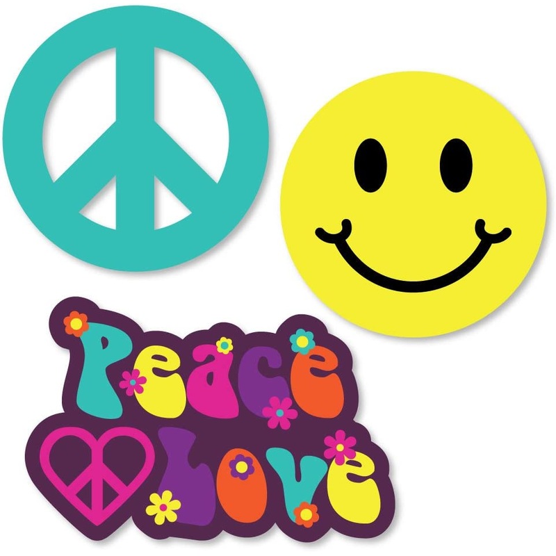 60's Hippie - DIY Shaped 1960s Groovy Party Cut-Outs - 24 Count