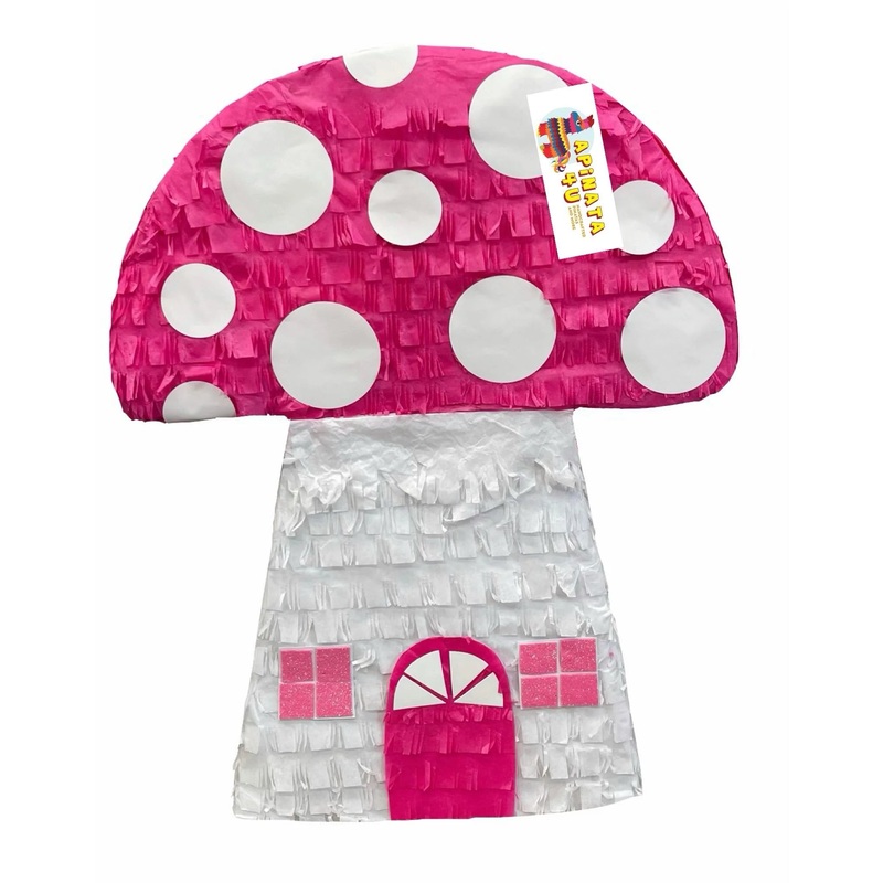 Pull String Mushroom Pinata Hot Pink Mushroom Theme Party