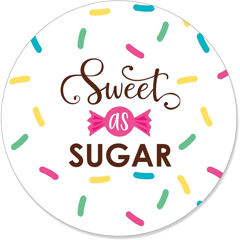 Sweet Shoppe - Candy and Bakery Birthday Party or Baby Shower Circle Sticker Labels - 24 Count
